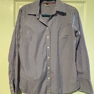 J. Crew Men's Blue and White Striped button down Shirt